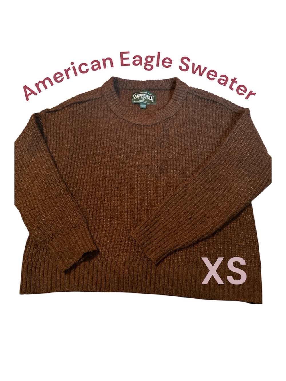 American Eagle Outfitters Brown Ribbed Crewneck Sweater
